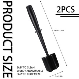 2 PCS Meat Masher, 5-Blade Head Plastic Meat Mincer for Cooking, Black Meat Tenderizer for Ground Beef, Chicken, Pork, and More