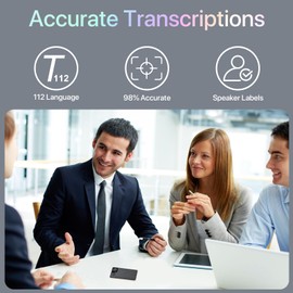 Powate AI Voice Recorder, 64 GB Recorder Supports 112 Languages Transcribe Summarise and Mind-Map with AI Technology, One-Touch Recording, Noise Reduction, for Meetings, Learning, Calls,Black