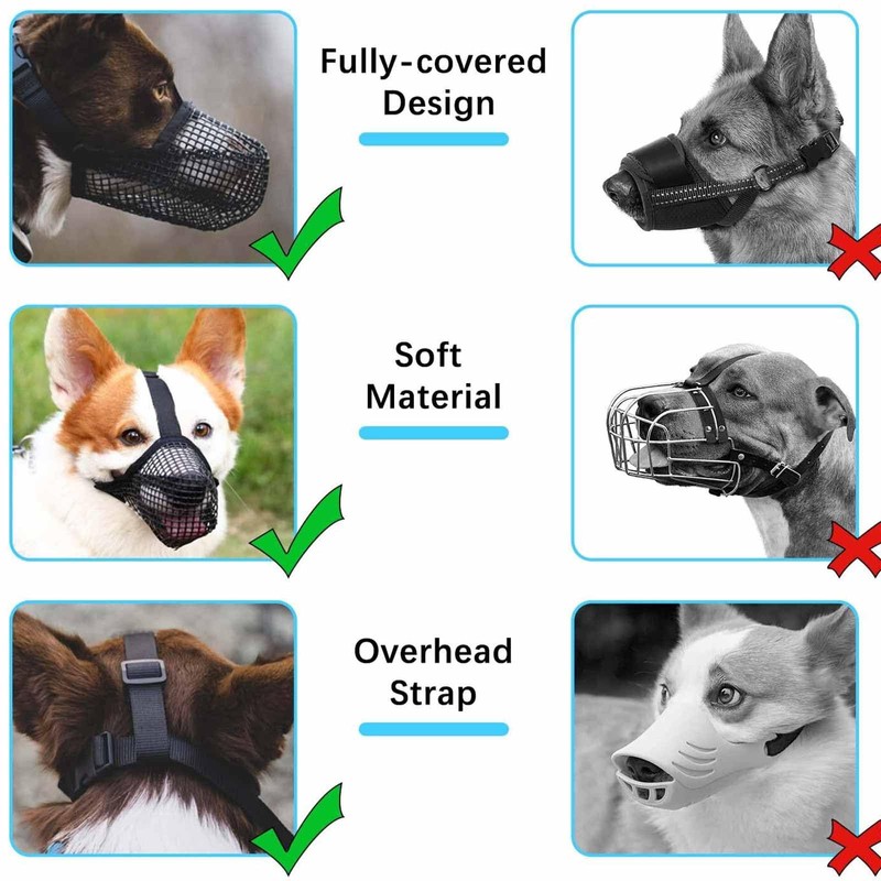 Dog Muzzle, Soft Mesh Muzzle Breathable Dog Muzzles for Small