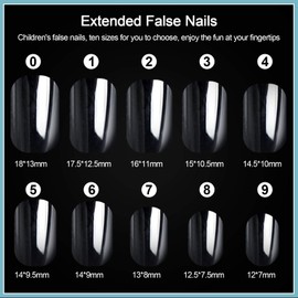 Kalolary 600pcs Kids False Nail, Children Transparent Acrylic Nail Tips Full Cover Short False Nail Kits, Lovely Gift for Kids Little Girls Nail Art Decoration, Transparent Color