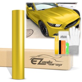 60"x300" (5FTx25FT) Yellow Satin Chrome Vinyl Wrap Sticker Car Auto Vehicle Motorcycle DIY Decal Sheet with Air Release Bubble Free Self Adhesive Peel and Stick Free Tool Kit