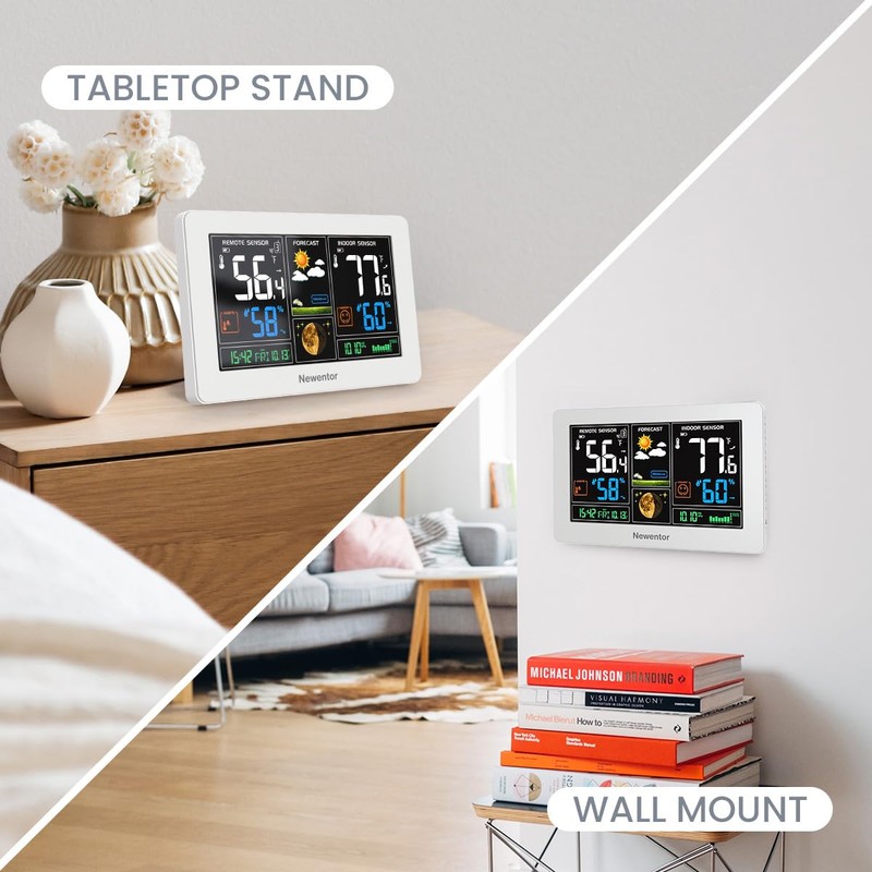 Newentor Weather Station, Indoor Outdoor Thermometer Wireless with 2 Temperature