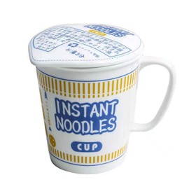 FYUEROPA Ceramic Noodle Bowl with Lid Instant Ramen Bowl with Handle, Soup Bowl, 24 OZ (Blue)