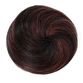 CAISHA 100% HUMAN HAIR Bun Updos Hair Piece Hepburn Scrunchie Dark Brown Mix H311l