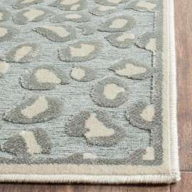 SAFAVIEH Paradise Collection Area Rug - 5'3" x 7'6", Cream & Spruce, Animal Print Viscose Design, Ideal for High Traffic Areas in Living Room, Bedroom (PAR84-2410)