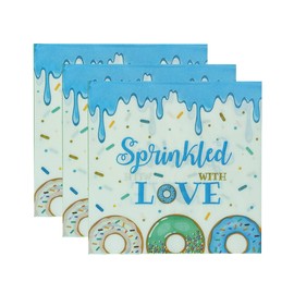 40Pcs Boys Blue Sprinkled with Love Napkins Blue Donut Sprinkle Party Supplies for Boy Baby Shower Party 6.5in