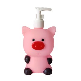Vinyl Pink Pig Refillable Hand Soap Pump Dispenser Shampoo Sanitizer Bottle 11oz Baby Kids Adults for Kitchen and Bathroom Accessories Animal Countertop