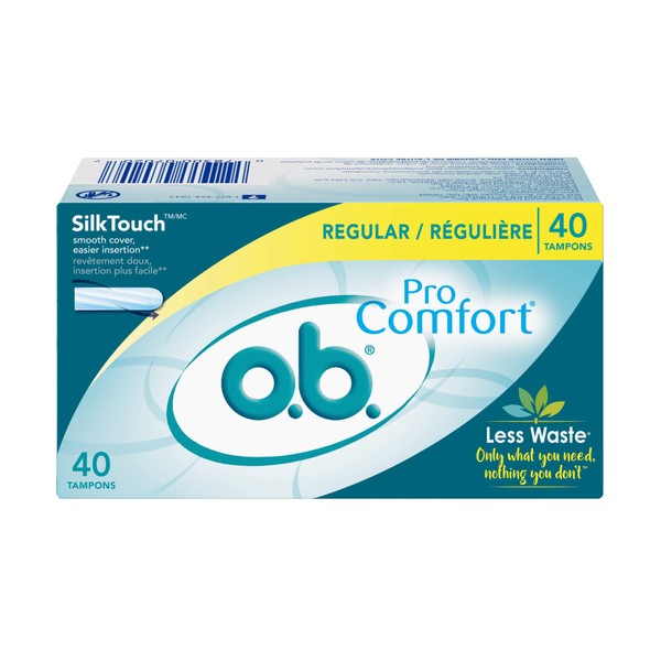 o.b. Pro Comfort Applicator Free Digital Tampons, Regular Absorbancy, 40 Count (Pack of 1)