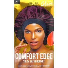 DONNA Comfort Edge Reversible Silky Satin Bonnet, Shower Cap for Women Silk Bonnet for Sleeping Satin Bonnet L-XL 1PC, CORAL PINK COLOR