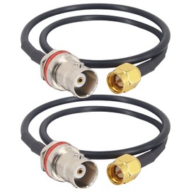 BOOBRIE 2-Pack SMA to BNC Cable Pigtail SMA Male to BNC Female RG174 Jumper Cable 12 inch/30cm RF Coaxial Connector Cord for 3G 4G LTE Antenna Ham Radio CB Radio Handheld and Amateur Radio