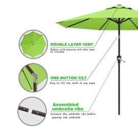 AreShark 10 FT Patio Umbrella for Outdoor, Outdoor Table Umbrella with Push Button Tilt and Crank, Outdoor Patio Umbrellas with 8 Sturdy Ribs, Patio Umbrellas for Market, Garden, Pool (Apple Green)
