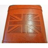 Stainless Steel Hip Flask with Union Jack Brown Leather Cover,