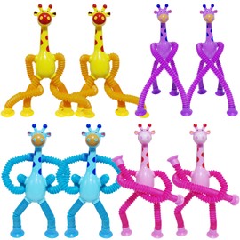 8Pcs Telescopic Suction Cup Giraffe Toys, Suction Pop Tubes Giraffe Sensory Toys, Pop Fidget Toys for Toddler Travel, Easter Basket Stuffers Party Favor Birthday for Kids Boys Girls