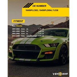 YZHIDIANF 16450PLC003 Fuel Injectors Fits For:-Honda Civic 2001-2005 lx, Civic 2001-2005 dx, Civic 2001-2005 hx, Civic 2004-2005 value package 1.7L L4, OE# 16450PLD004, FJ338 (4 Pack)