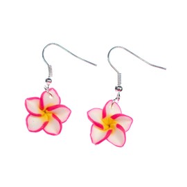 Miniblings Flower Earrings Pendant Red White Summer Garden Flowers Flower - Handmade Fashion Jewellery I Earrings Earrings Silver Plated, Cotton