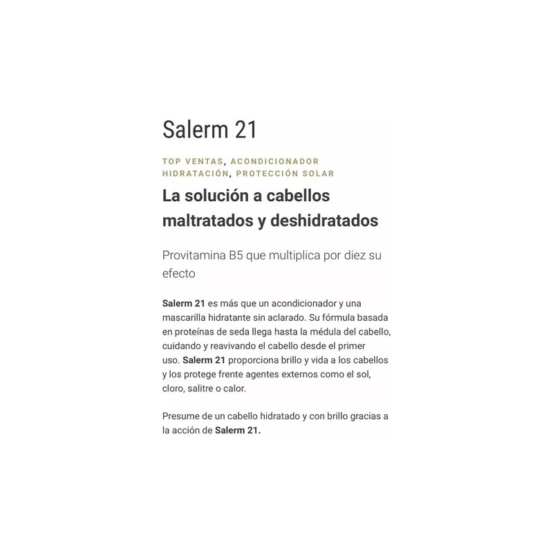 Silk Protein Tratamiento Cabello Muy Seco Salerm 21 50 Ml
