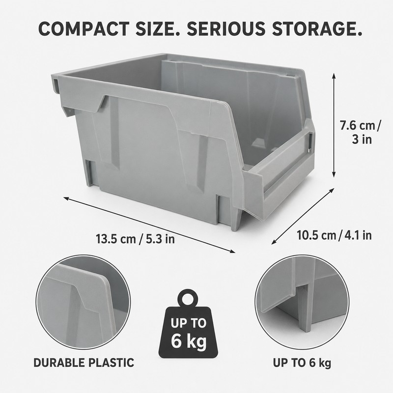 Stackable Plastic Parts Bins for Garage Tool Storage