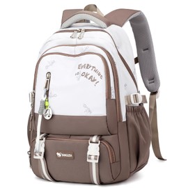 Amythe Teenager Backpack, 36L School Backpack for Girls 3rd - 9th Grade, Large Stylish Daypack Fits 16 Inch Laptop for Girls Women, Casual School Bag, Suitable for Trolley, brown