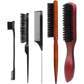 Cepillo Cerdas De Jabali, 5 Piezas Set De Cepillos Para Cabello Grueso Y Rizado, Cepillo De Barba Para Hombres, Ideal Para Masaje Del Cuero Cabelludo Y Peinado Diario, Hecho De Madera De Haya