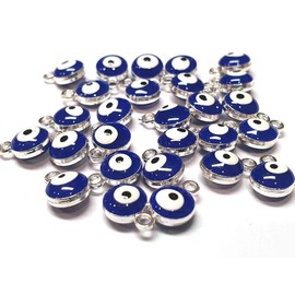 Perlin Nazar Boncugu Jewellery Pendant Necklace Pendant Bracelet Enamelled Amulet Pendants 10 Pieces Blue Eye Evil Eye DIY Jewellery, Metal