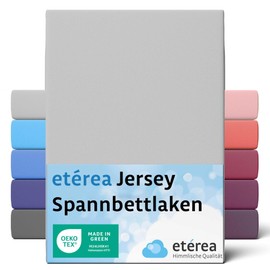 etérea Comfort Jersey Fitted Sheet in Various Sizes and Colours, Soft Fitted Sheet Made from 100% Cotton, Flat Sheet with Approx. 25 cm Base Height and 140 g/m²