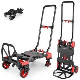 330LB Folding Hand Truck Moving Dolly, Hand Trucks Heavy Duty Combination of 4 Wheels and 2 Wheels Convertible Dolly Cart with Retractable Handle Dolly for Moving Office Carts