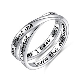 925 Sterling Silver Inspirational Ring Bible Verse Ring God Grant Me The Serenity Prayer Rings Christian Jewelry Gift for Women Girls Size 10