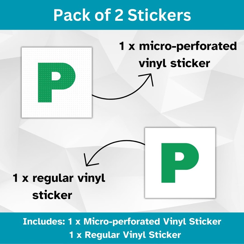 P Plate Stickers for New Driver | Micro-Perforated Tech: See-Through