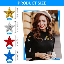 40 Pieces Star Patches Iron on, Star Rhinestone Adhesive Stars Iron on Patches Hot Adhesives Appliques Glitter Crystal Patches for Clothing Jeans Shoes Bags Hats Decoration DIY Crafts(4 Colors)