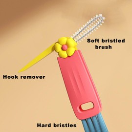 3 Pack 3-in-1 Cup Lid Cleaning Brush Set, Multifunctional Crevice Cleaner Tool for Bottle Gaps, Straw & Sealed Lid, Portable Brush for Food Storage Containers