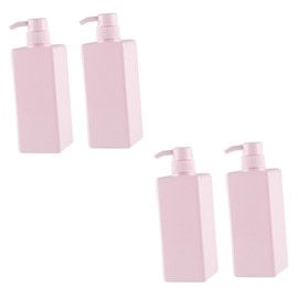 Ipetboom 2sets Pink Square Emulsion Bottles with Pump Refillable Liquid Dispenser for Body Wash Shampoo Lotion Portable Hand Soap Containers for Home and Hotel Use 2pcs*2