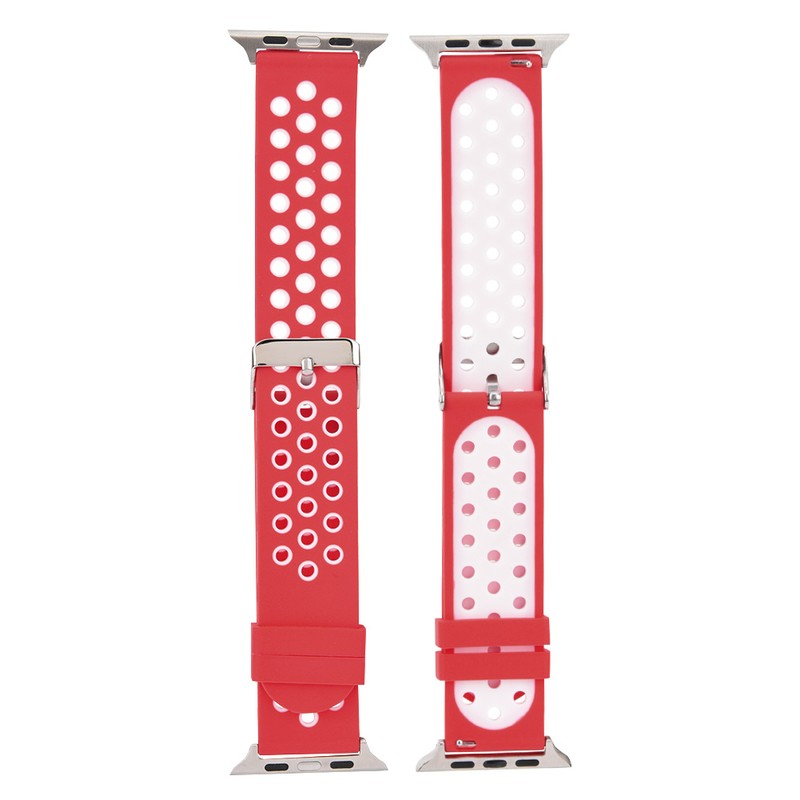 Durable Silicone Watch Strap Replacement Wristband for Watch(Red White)