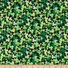 Timeless Treasures Lucky Guy Packed Clovers Black, Fabric by the