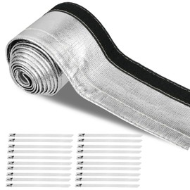 2 m heat protection for car hoses, metal heat protection, heat plate, cable protection with Velcro fastener and stainless steel straps, diameter 20 mm