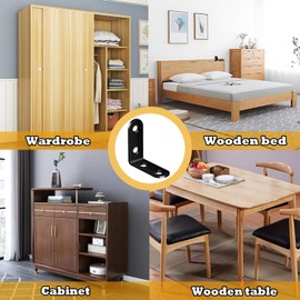 Zydiwo 25pcs L Bracket Corner Metal Corner Brace 90 Degree Right Angle Bracket for Wood Furniture Cabinet Chair Desk 1.57x1.57in (Black)