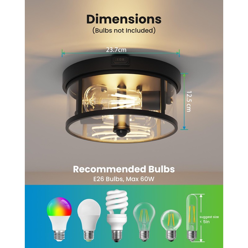 Outdoor Ceiling Light with Motion Sensor 9.3in - Porch Lights