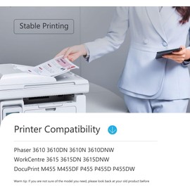 Phaser 3610/Workcentre 3615 Black Extra High Capacity Toner Cartridge 106R02724 - Compatible 1 Pack 106R02724 Toner Replacement for Xerox DocuPrint M455 Phaser 3610 WorkCentre 3615 Printer