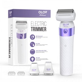 Bikini Trimmer for Women, IPX7 Waterproof Wet & Dry Electric Shaver for Legs, Underarms & Pubic Hair, Rechargeable Electric Razors for Women with 3 Trimmer Heads
