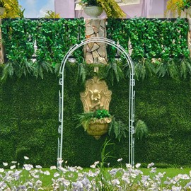 SCENDOR White Wedding Arch Garden Arbor Curved Metal Archway with Elegant Curve for Climbing Plants Roses Vines Garden Lawn Backyard Patio Wedding Outdoor Ceremony