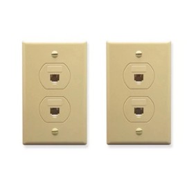 ICC (2) pack lot ICC TELEPHONE WALL PLATE 2 VOICE 6P6C IVORY IC630S66IV RJ11 DUAL