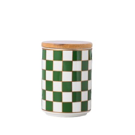 XYQXYQ Kitchen Countertop Ceramic Checkered Canisters,Black And White Food Storage Containers With Lid,Airtight Kitchen Canisters for Flour, Sugar, Coffee, Tea, and Dry Goods (Green, Small)
