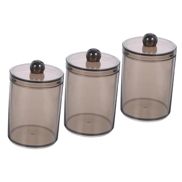 Gatuida 3 Pack Black Cotton Pad Swab Holder Jars Bathroom