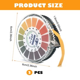 2 rolls of pH test strips, 0-14 pH value test strips, 16.4 inches/roll, acid and alkali pH strips, pH test strips sheath can be used for drinking water tests and experimental tests, etc