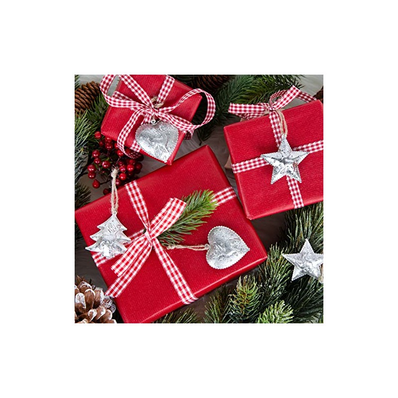 Logbuch-Verlag 18 Christmas Pendants Silver Metal Heart Star Tree 5