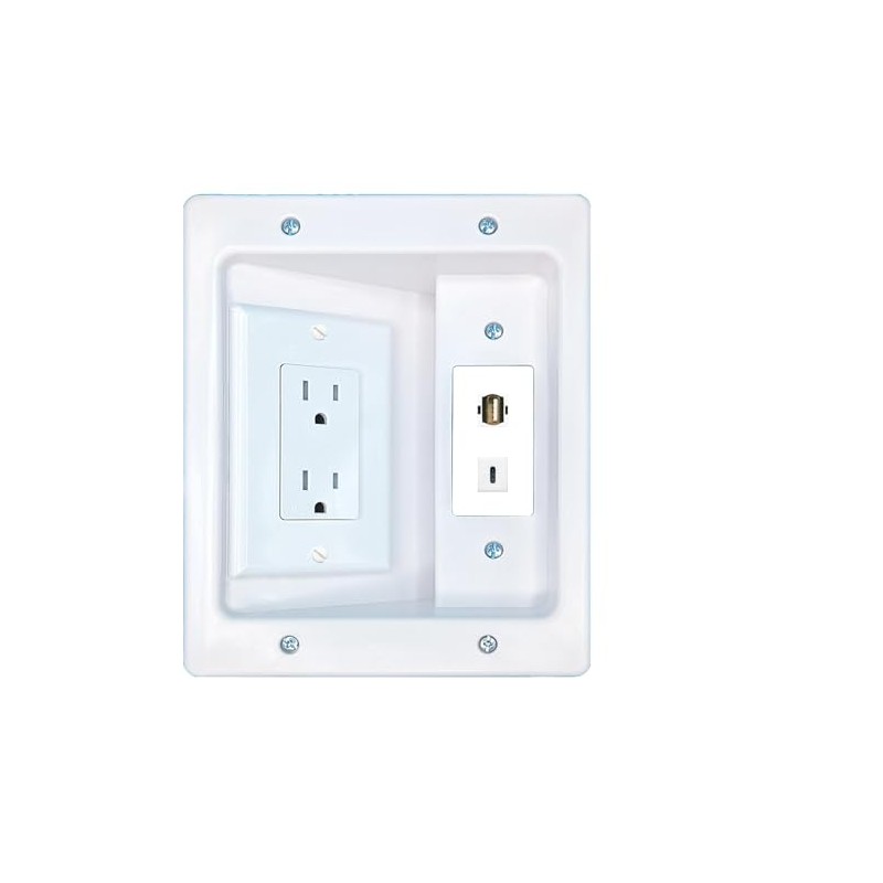 RiteAV USB2 USBC Recessed Wall Plate Cable Concealer Management Kit