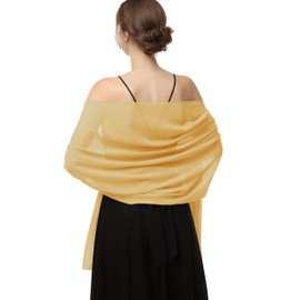 Baoqiya Women's Scarf Shawls and Wraps for Evening Dress Chiffon Shawl Soft Elegant Silky Pashmina Wedding Bridal Scarves(Gold, 79"×19")