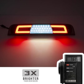 NSLUMO Led Third Brake Light Replacement for 2019 2020 2021 2022 2023 2024 RAM 1500 Pickup Trucks Red LED 3rd Brake Center High Mount Stop Lamp White Cab Cargo Light Smoked Lens Truck Bed CHMSL