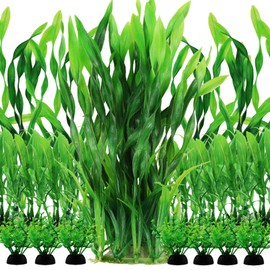 QUOZUO Piante per Acquario da Decorazione, Piante Artificiali per Acquario, Decorazione in Plastica per Acquario, 20 Pezzi, Decorazione per Acquario, Piante Verdi Artificiali