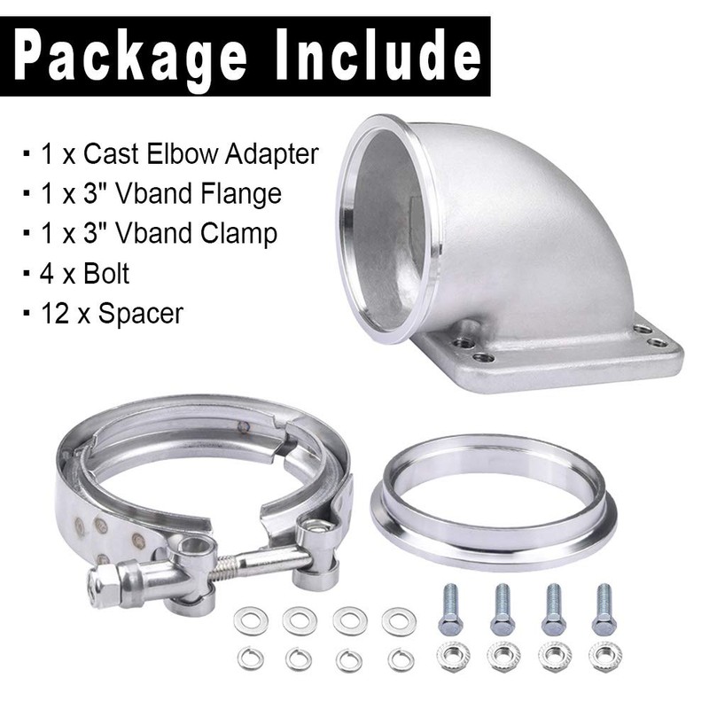SPELAB 3.0" V-Band Cast Turbo Elbow Downpipe Adapter 304 Stainless
