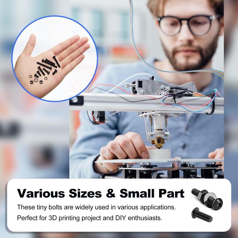 Kadrick 900Pcs M3 Screw Assortment,Machine Screws with Nuts Washers, Grade